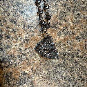 Glamorous Black Druzy Necklace